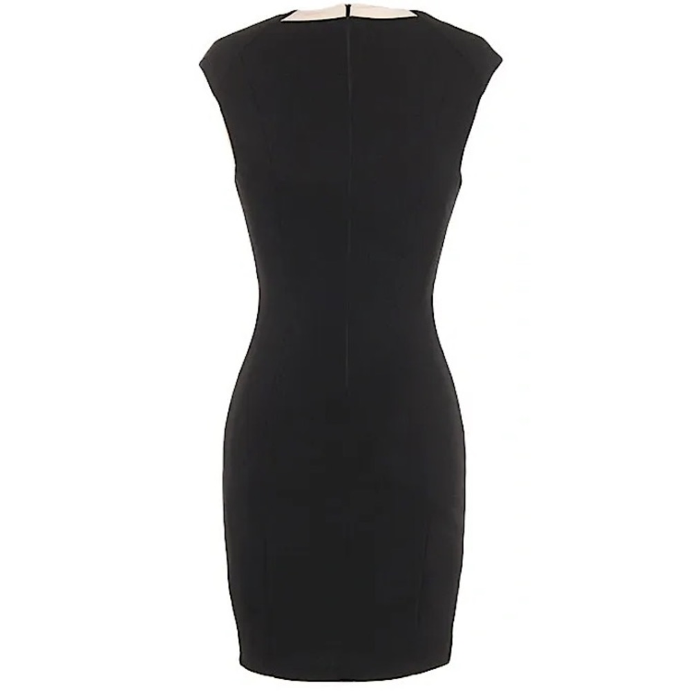 SELLING FAST #32 Geometric Black + Beige Bodycon Statement Dress PETITE SMALL - Picture 2 of 6